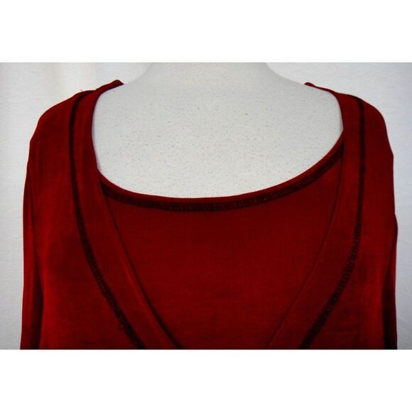 Piccalino Vtg Red Cardi Tank Traveler Tunic Length Asian Fern Faux 2Pc PLUS 18W - Picture 5 of 9